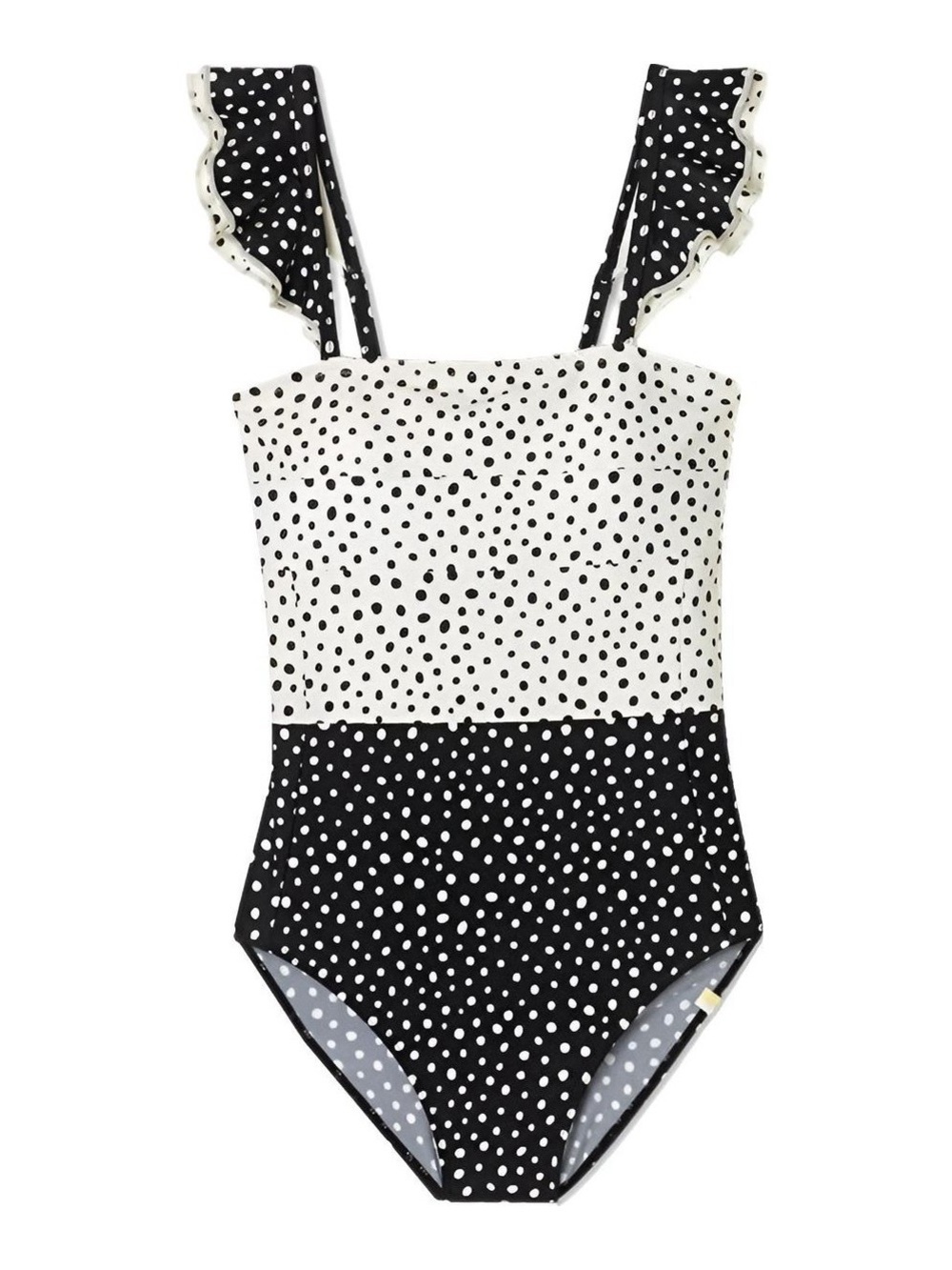 Summersalt The Ruffle Oasis Polka Dot One Piece Bathing Suit Size 10 Black White